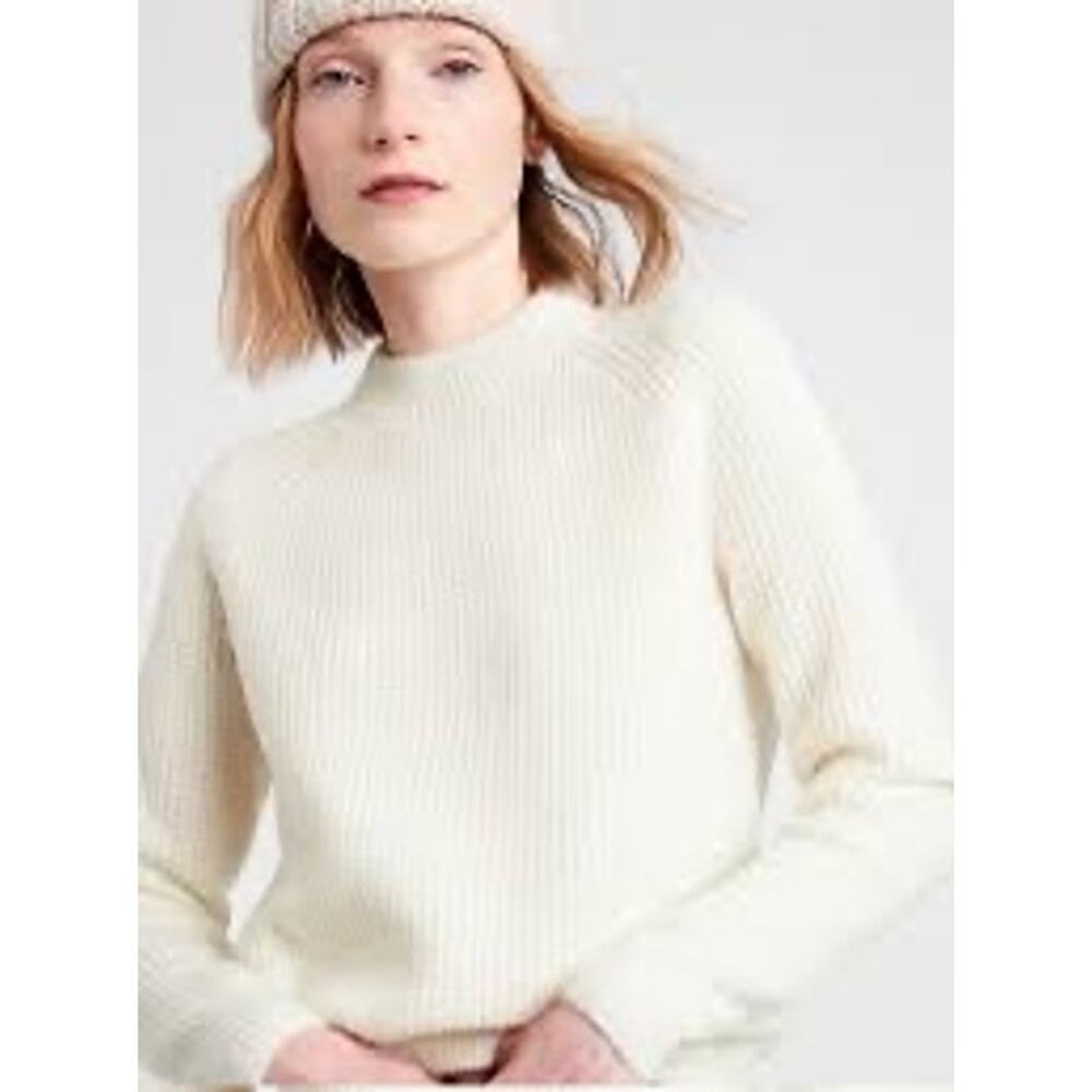 Banana Republic Women's Aire Waffle-Knit Sweater White Size Medium